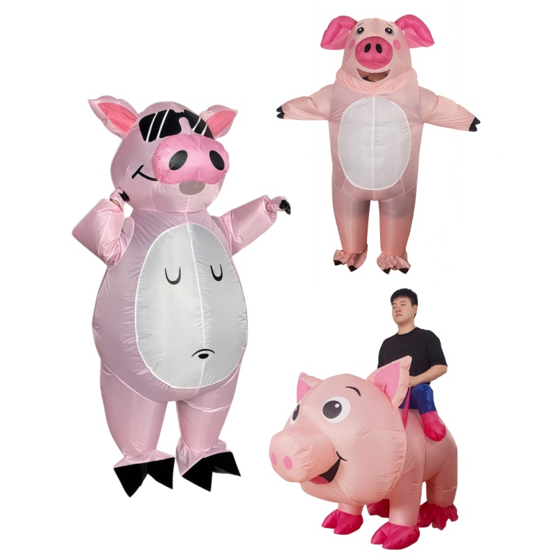 Costumes - Aufblasbares Schwein-Kostüm für Erwachsene, niedliches rosa
