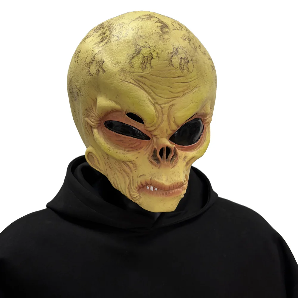 Latex Alien Mask Realistic - Lustige Alien-Schädelmaske, Cosplay, realistische große Augen,