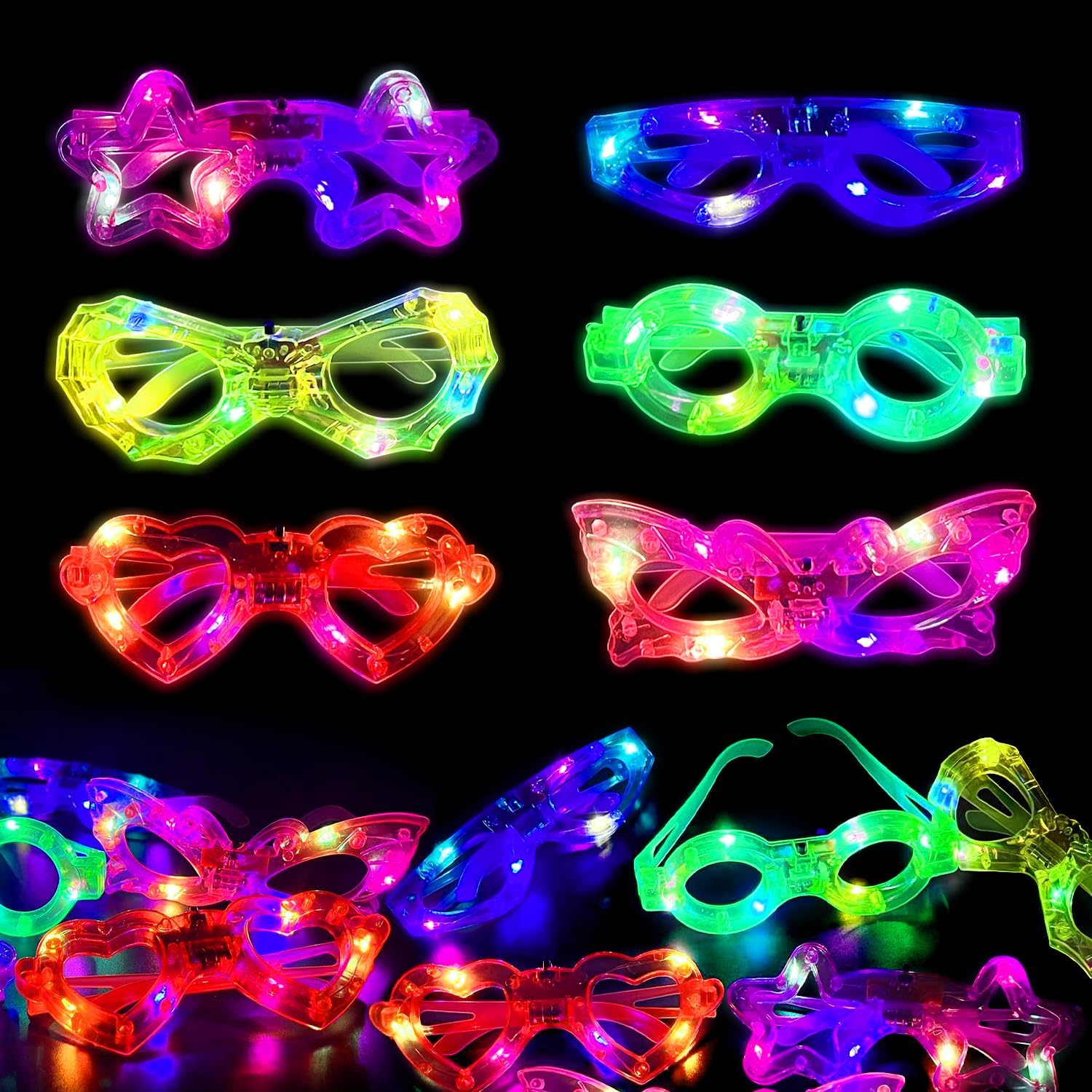 Glow In The Dark Party Glasses - 12 Stück LED-Leuchtbrillen, die im Dunkeln