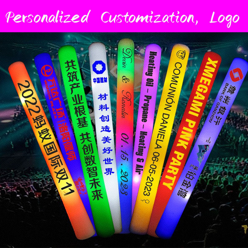 Flashing Led Foam Sticks Party - 30 LED Leuchtende Schaumstoffstäbe Personalisierte Blinkende