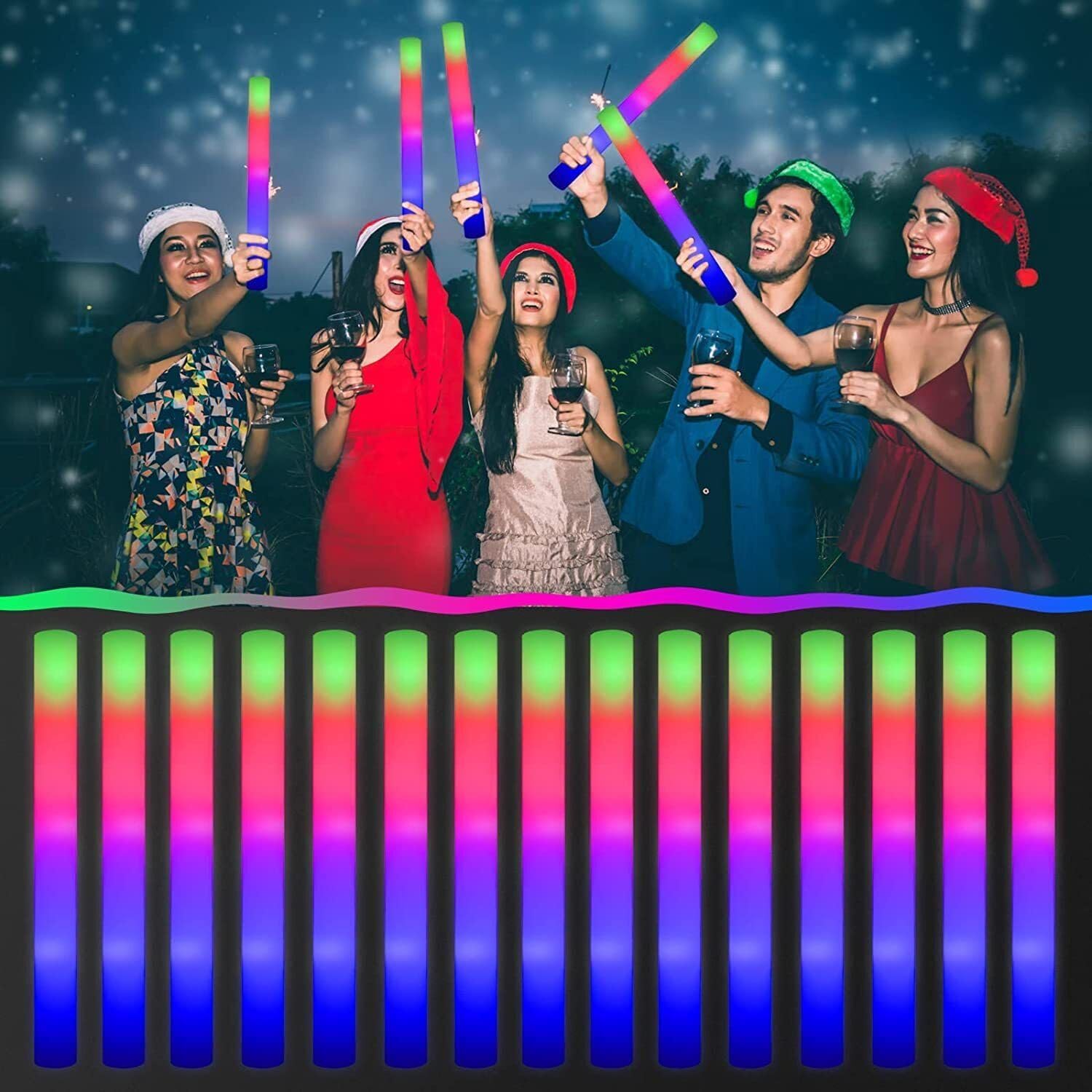 42 Stück bunte, leuchtende Sch – Flashing Led Foam Sticks Party Bewertung und Preis