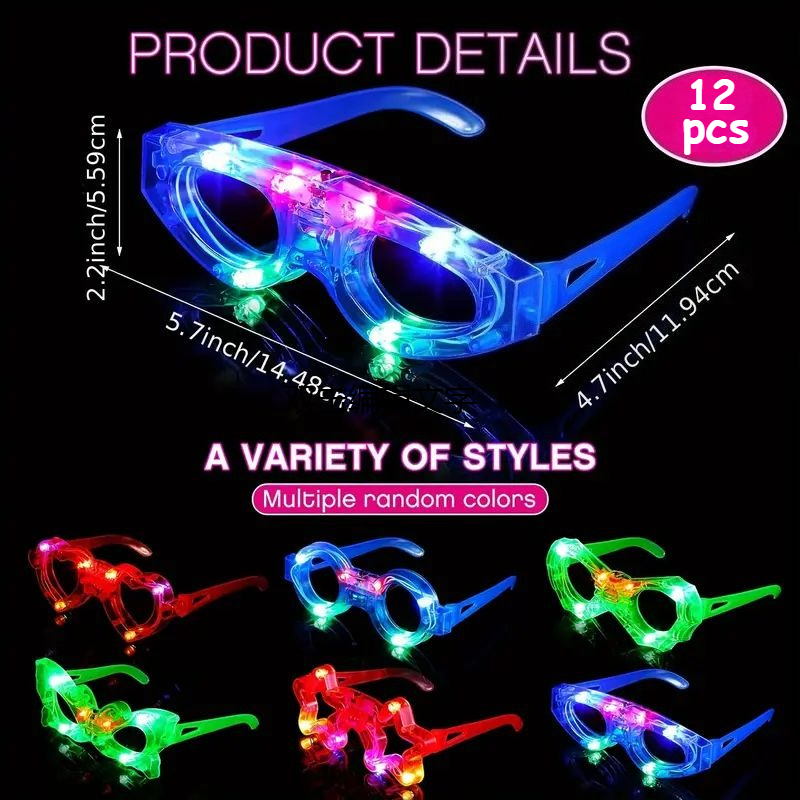 12 Stück LED-Leuchtbrillen, di – Glow In The Dark Party Glasses Bewertung und Preis